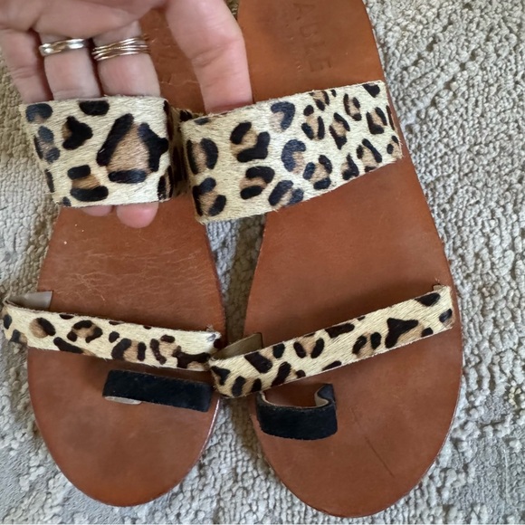 Able Margarete Leopard Print Fur Leather Sandals Flats Slides Slip on Cheetah 8 - Picture 3 of 10